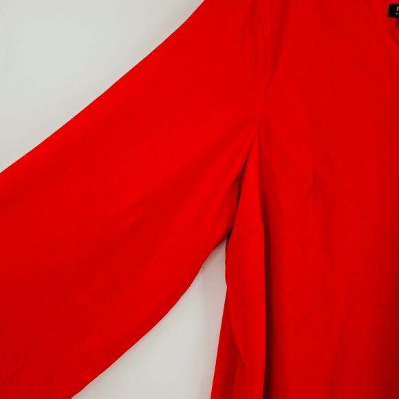 Maree Pour Toi Red Shift Dress Women’s Plus Size 26 Long Sleeve V-neck 3389 - Picture 12 of 14